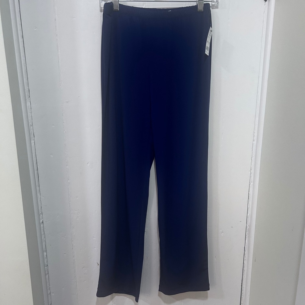 NY Collection Petite Navy Blue Wide Leg Pull On Pants Petite small comfort